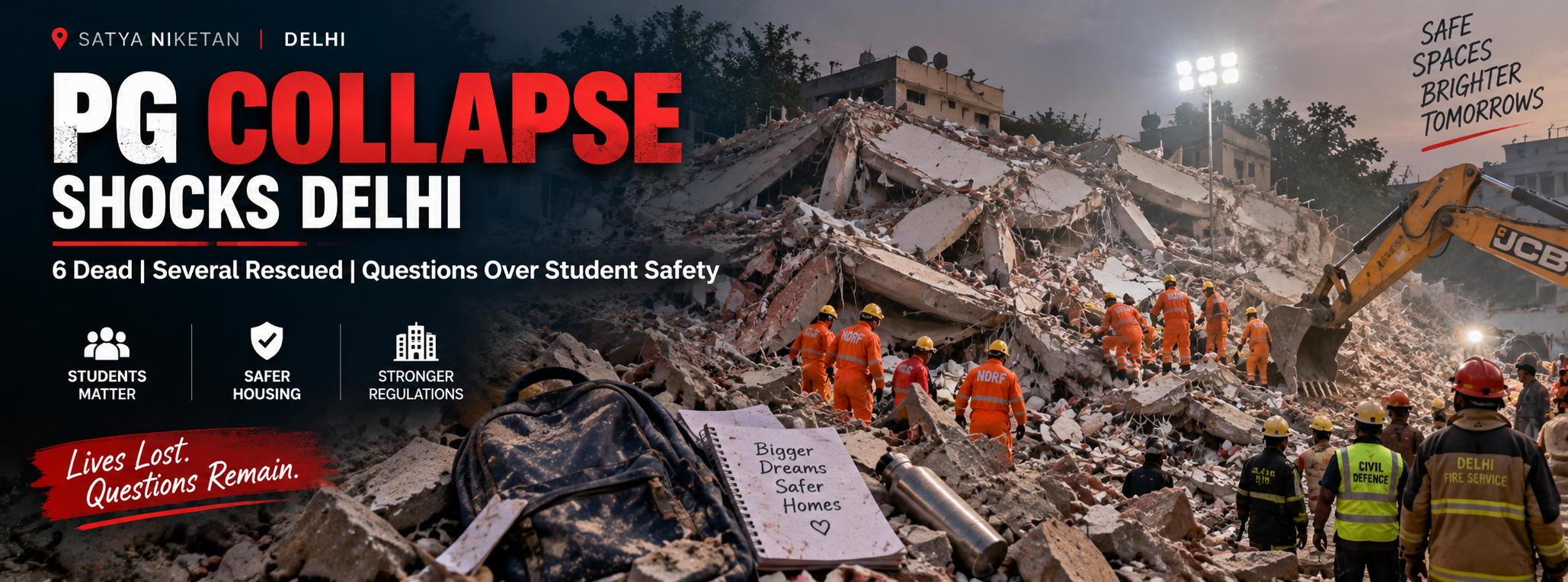 Delhi Satya Niketan PG Collapse: 6 Dead, Student Housing Safety Under Question