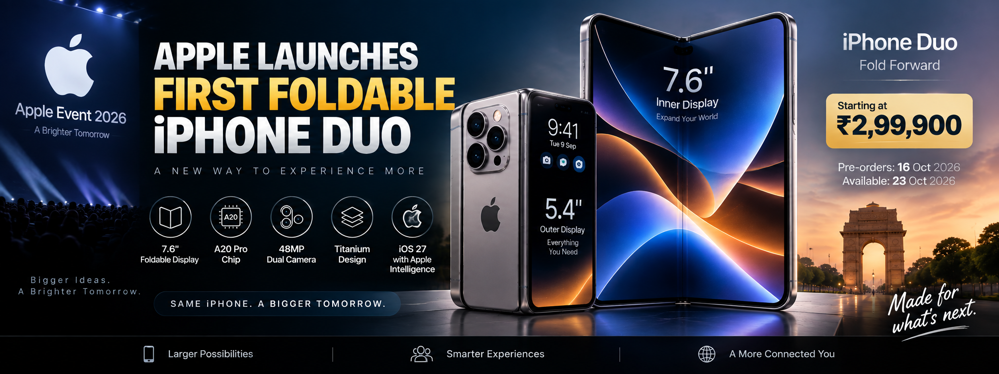 Apple Launches First Foldable iPhone Duo: 7.6-inch Display, A20 Pro Chip and ₹2,99,900 Starting Price