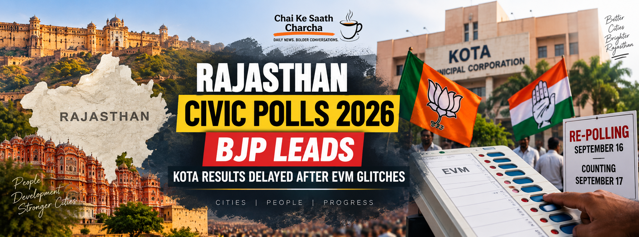 Rajasthan Civic Polls 2026: BJP Leads Across Urban Bodies as EVM Glitches Delay Results in Kota and Other Cities